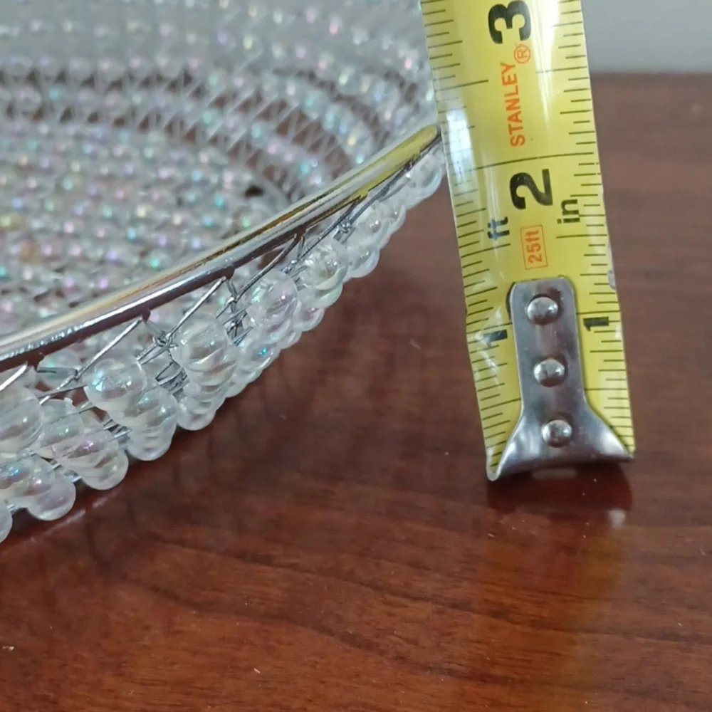 Source Unknown Clear Glass Beaded Decorative Bowl